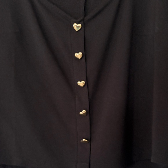 Lane Bryant Black Blouse with heart ♥️ Buttons - Picture 3 of 5